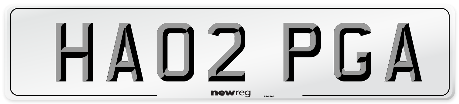 HA02 PGA Number Plate from New Reg